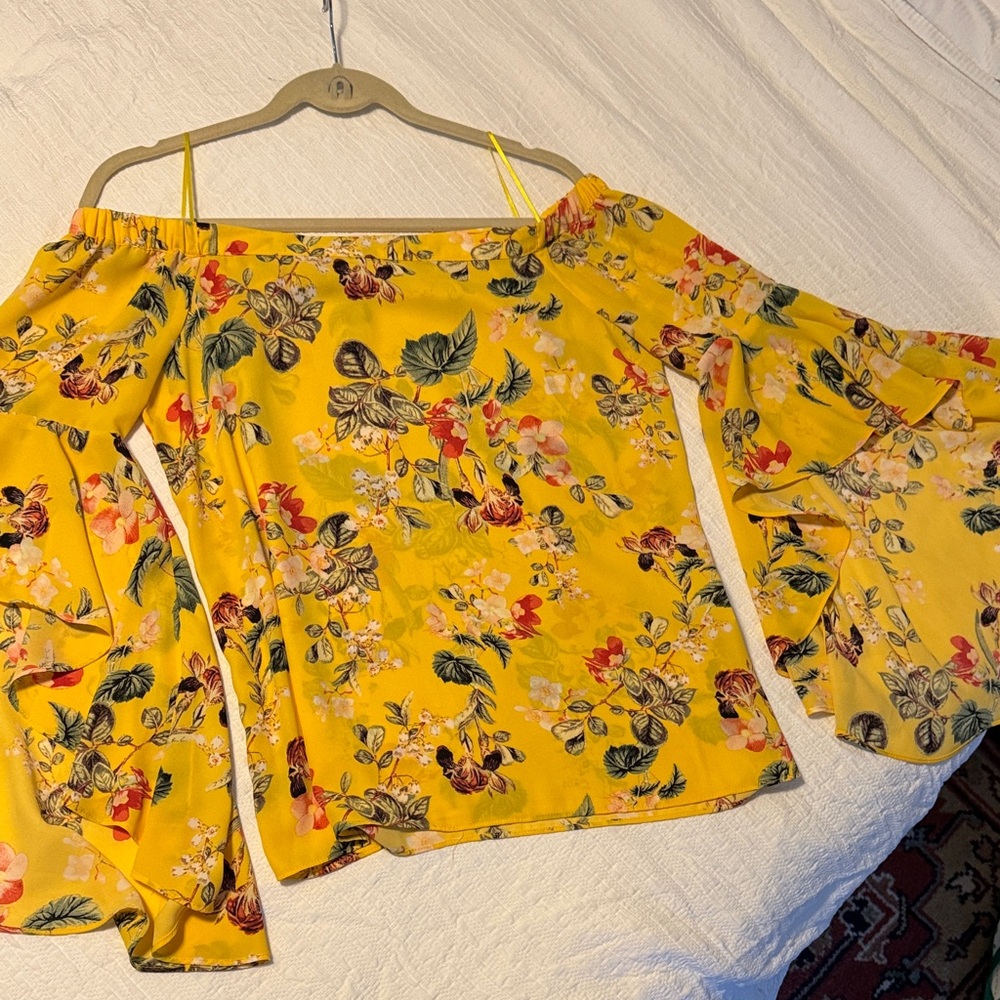 Rose & Olive Yellow Floral Off-Shoulder Blouse